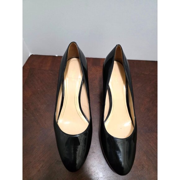 Cole Haan Black Patent Leather High Heel Pumps Women's Size 9.5B Classic Round T - Picture 2 of 11